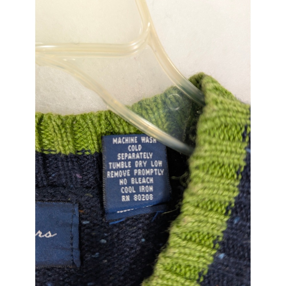 S Vintage Kim Rogers Sweater Navy Speckled Knit V-Neck Color Trim Wool Blend - Picture 5 of 7